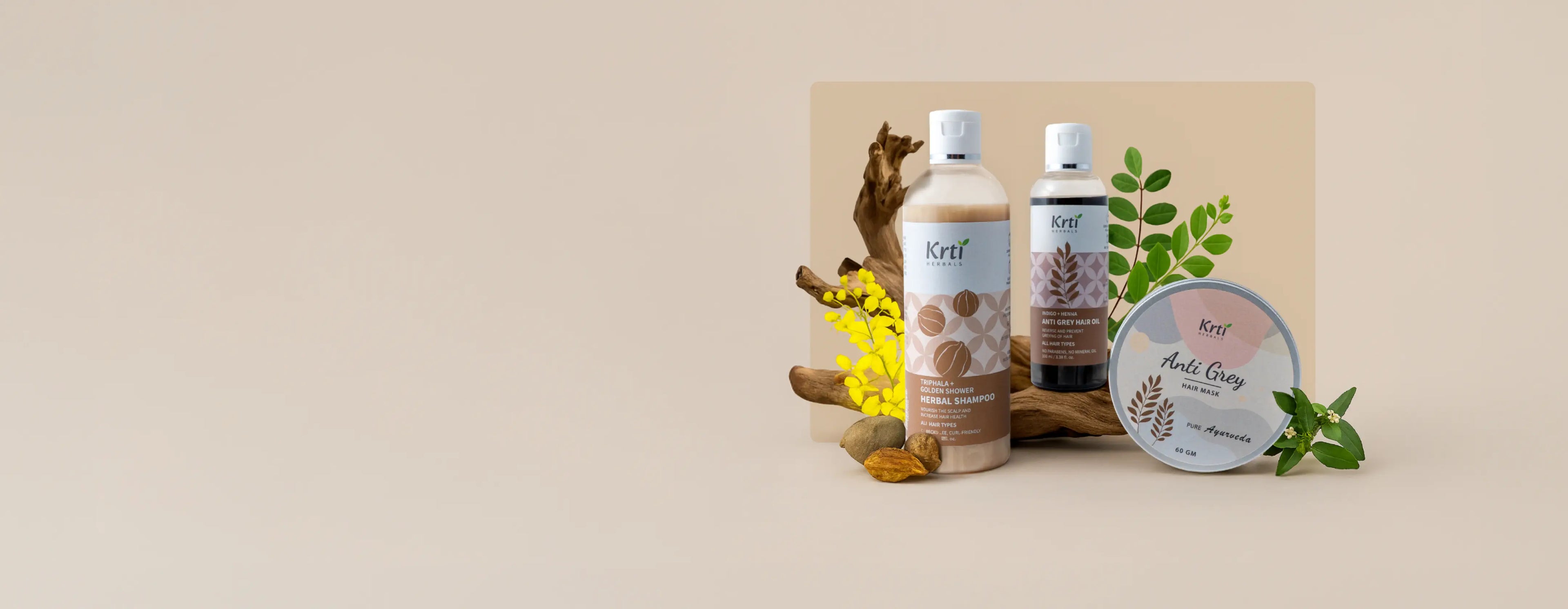 Anti Grey Hair Collection with Ayurvedic oils and natural herbs to support melanin revival
