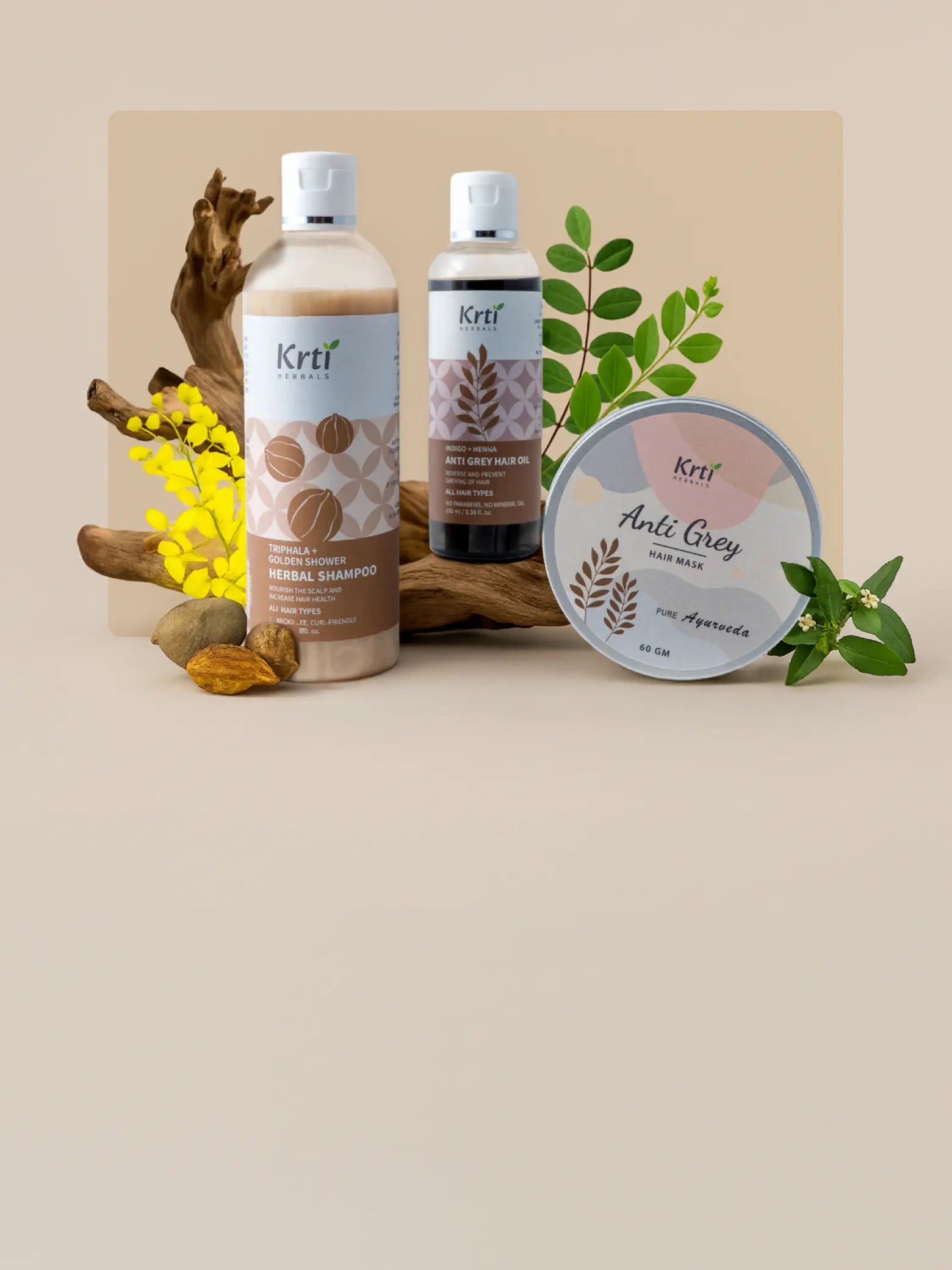 Anti Grey Hair Collection with Ayurvedic oils and natural herbs to support melanin revival