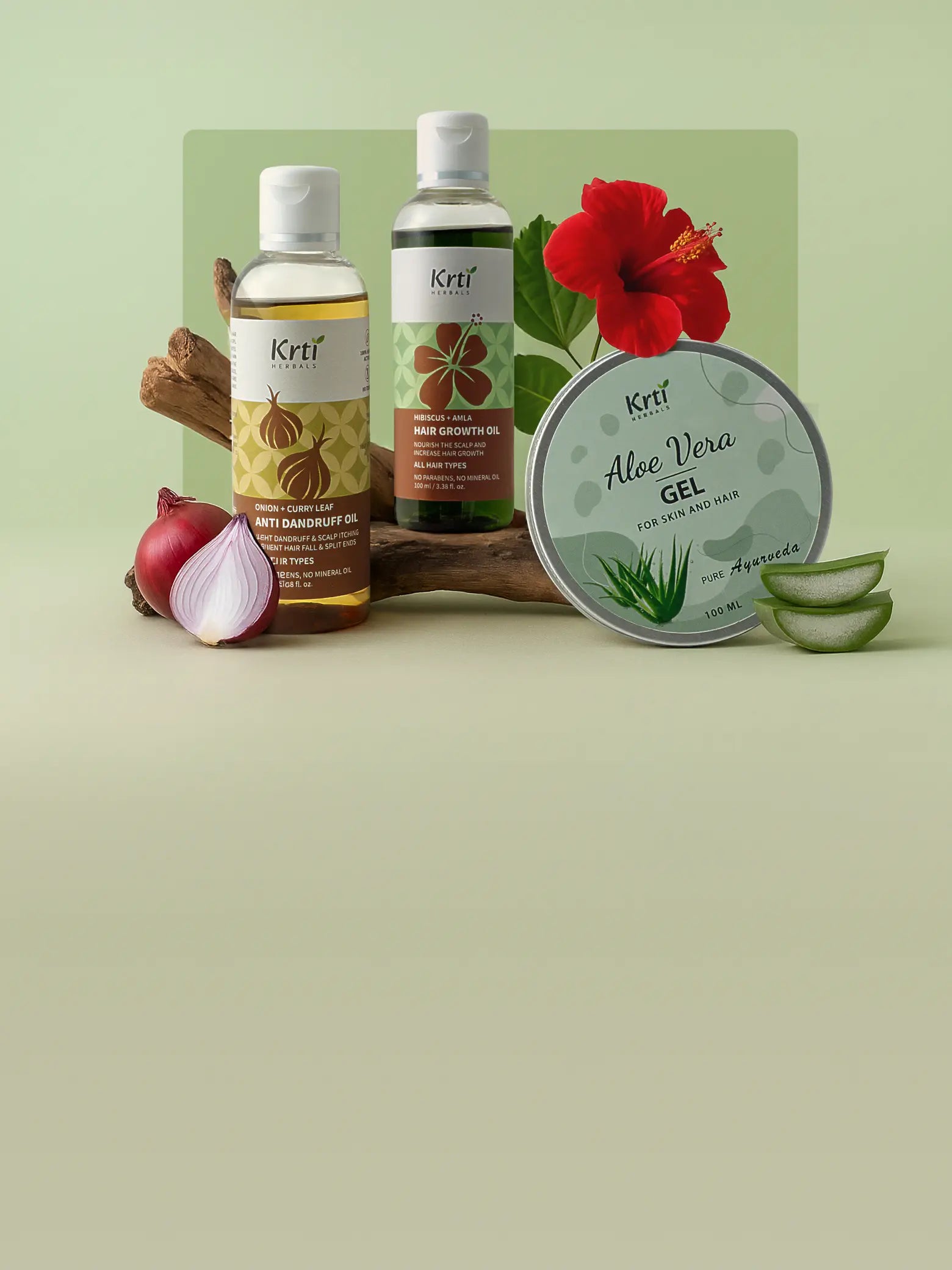 Anti Hair Fall Collection featuring Ayurvedic oils and Triphala shampoo for stronger roots
