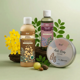 90-Day Transformation Pack  Ayurvedic Anti-Grey Hair Oil + Herbal Shampoo + Hair Mask