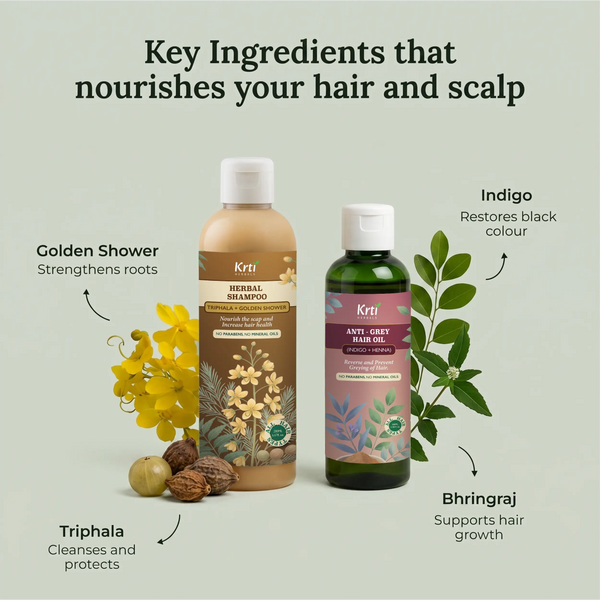 90-Day Transformation Pack  Ayurvedic Anti-Grey Hair Oil + Herbal Shampoo + Hair Mask