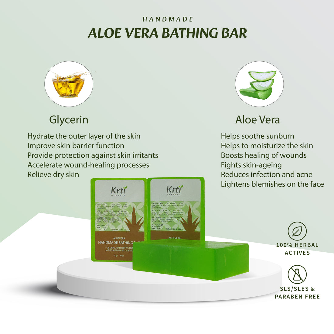 Krti Herbals Combo (Pack of 4) | Aloe vera, Nalpamara, Milk & Honey, Danthapala Soap