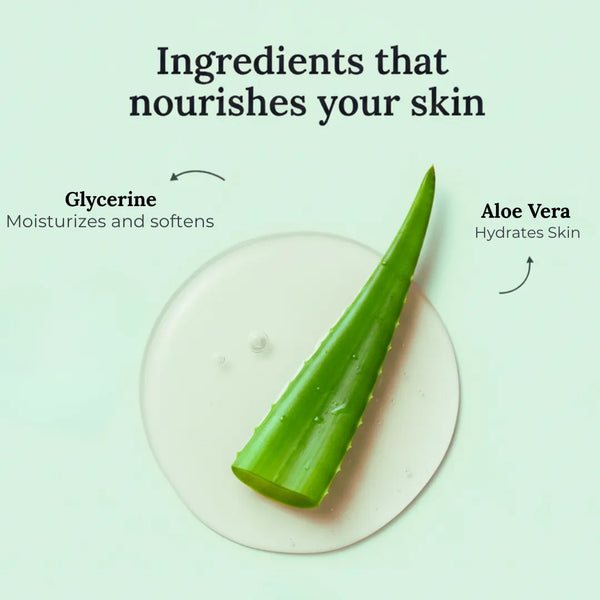 Natural Ingredients used in Krti Herbals Aloe Vera Handmade Bathing Bar such as Aloe Vera Pulp and Glycerine