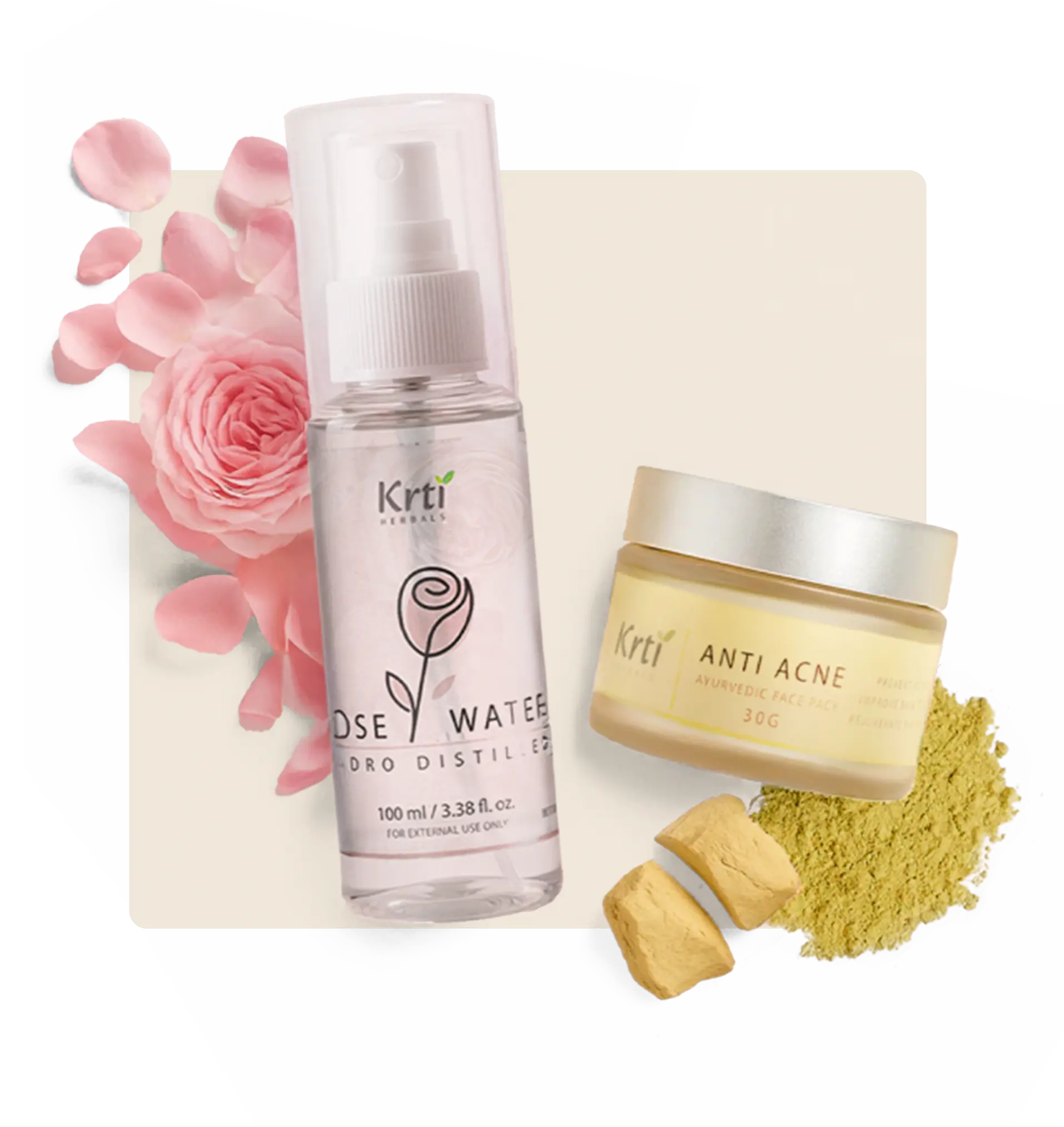 Ingredients of rose water toner and anti acne face pack image