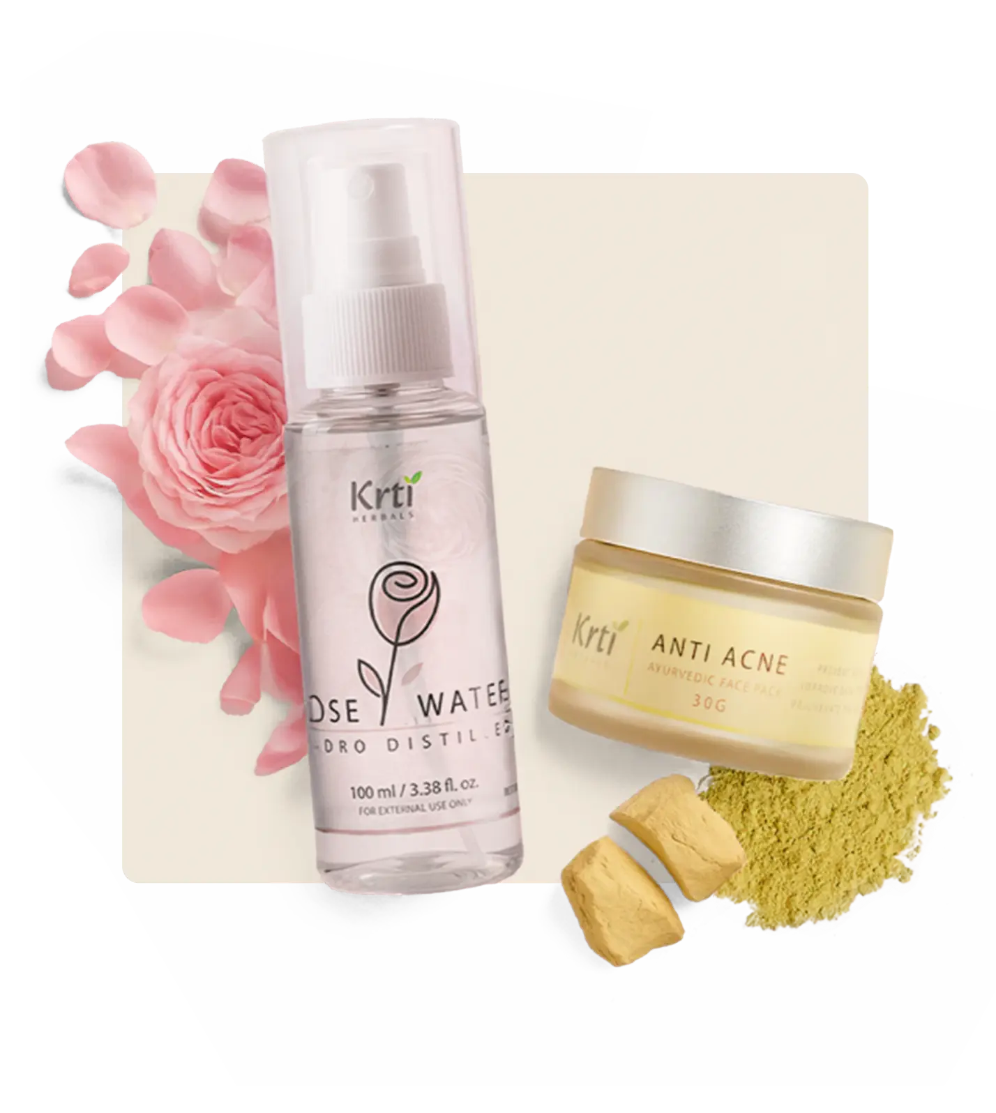 Ingredients of rose water toner and anti acne face pack image