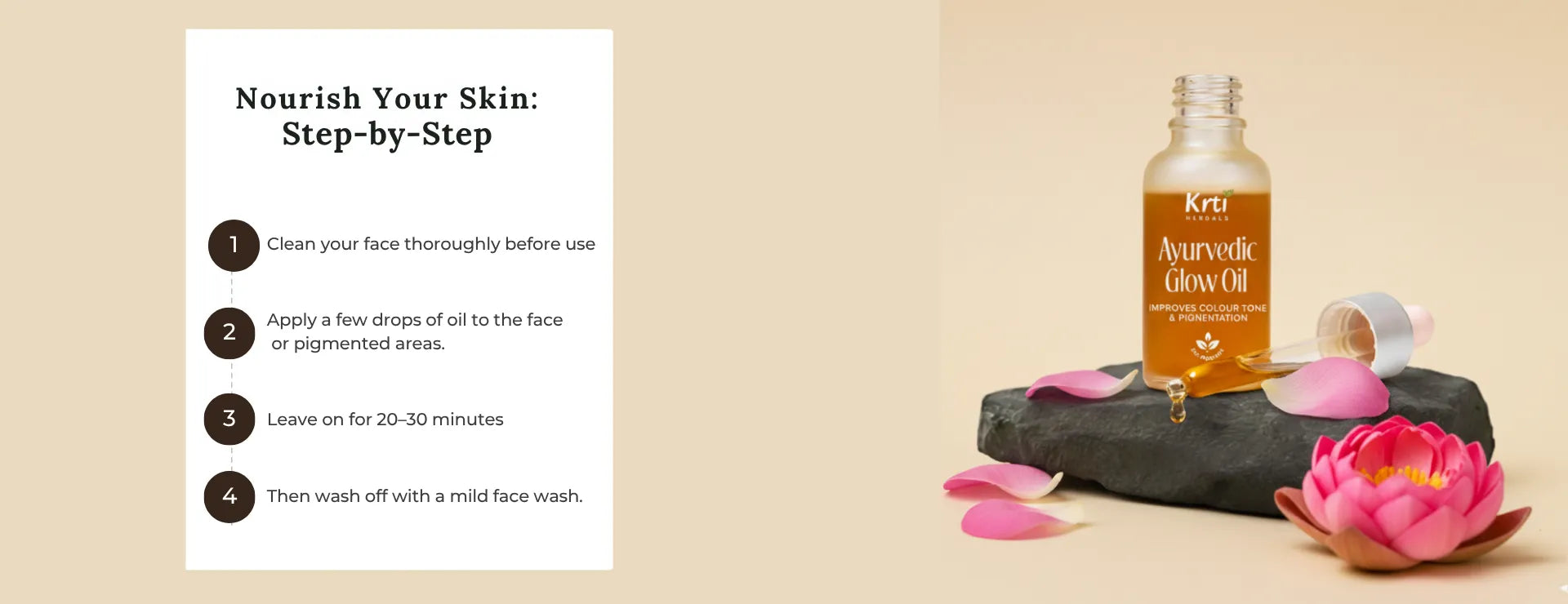 Step-by-step guide on using Krti Herbals Ayurvedic Glow Oil for the best results
