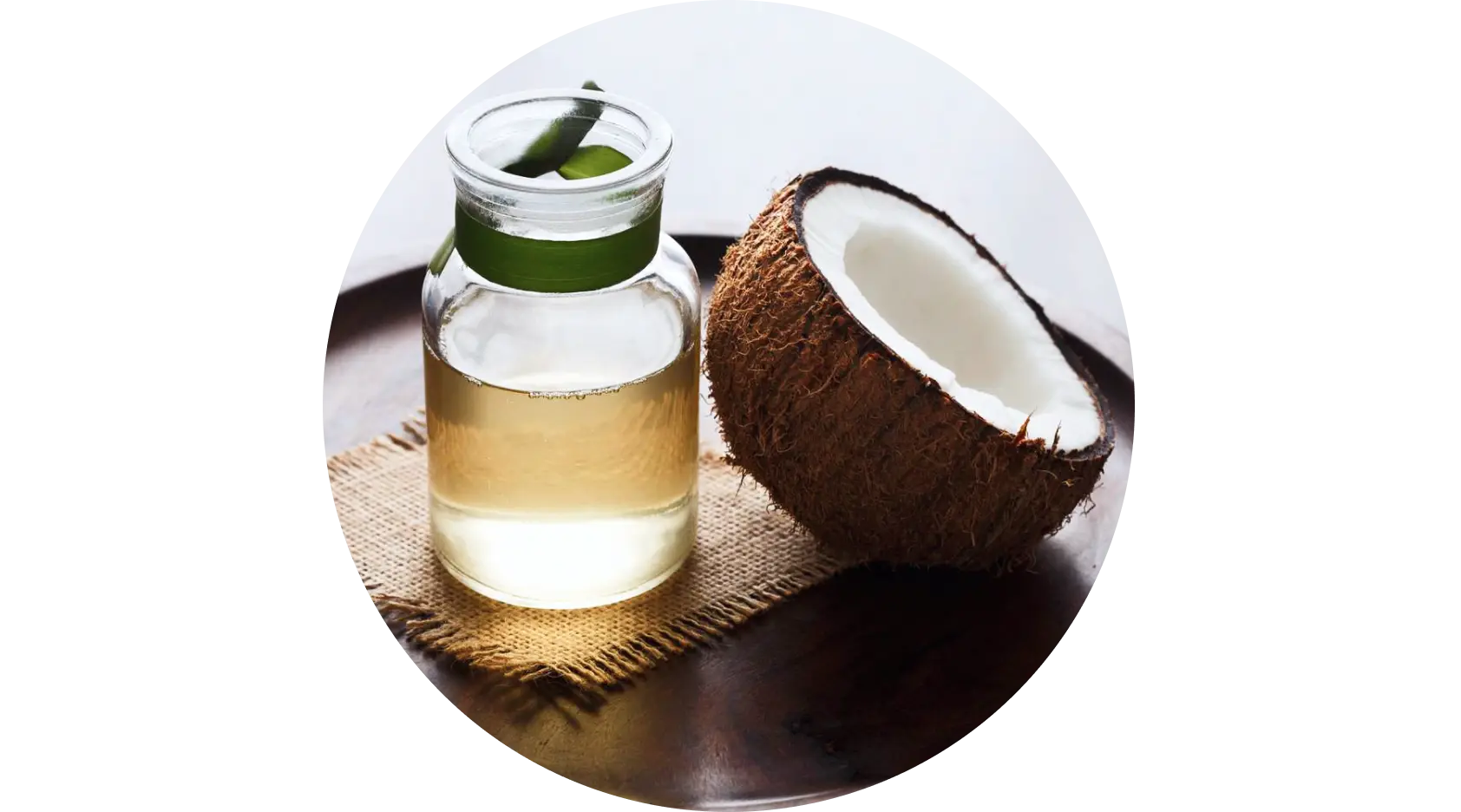 Coconut Oil used in Krti Herbals Rosemary Herbal Conditioner, known for nourishing and strengthening hair strands