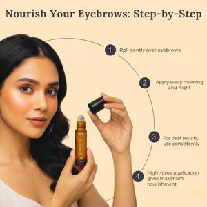 Instructions on how to use Krti Herbals Eyebrow Growth Oil Roll-On for best results
