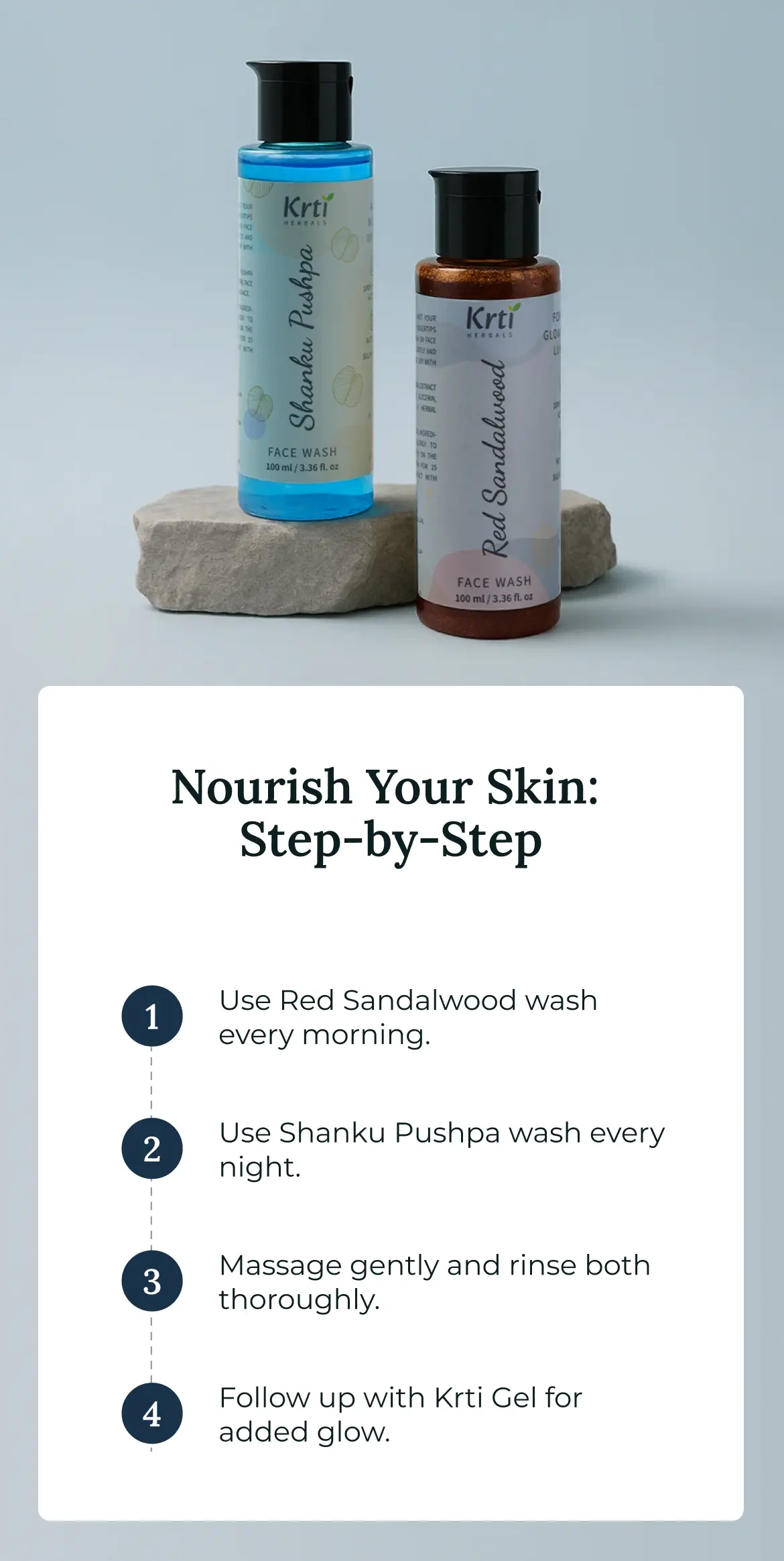 AM–PM routine – Red Sandalwood for morning glow and Shanku Pushpa for night repair