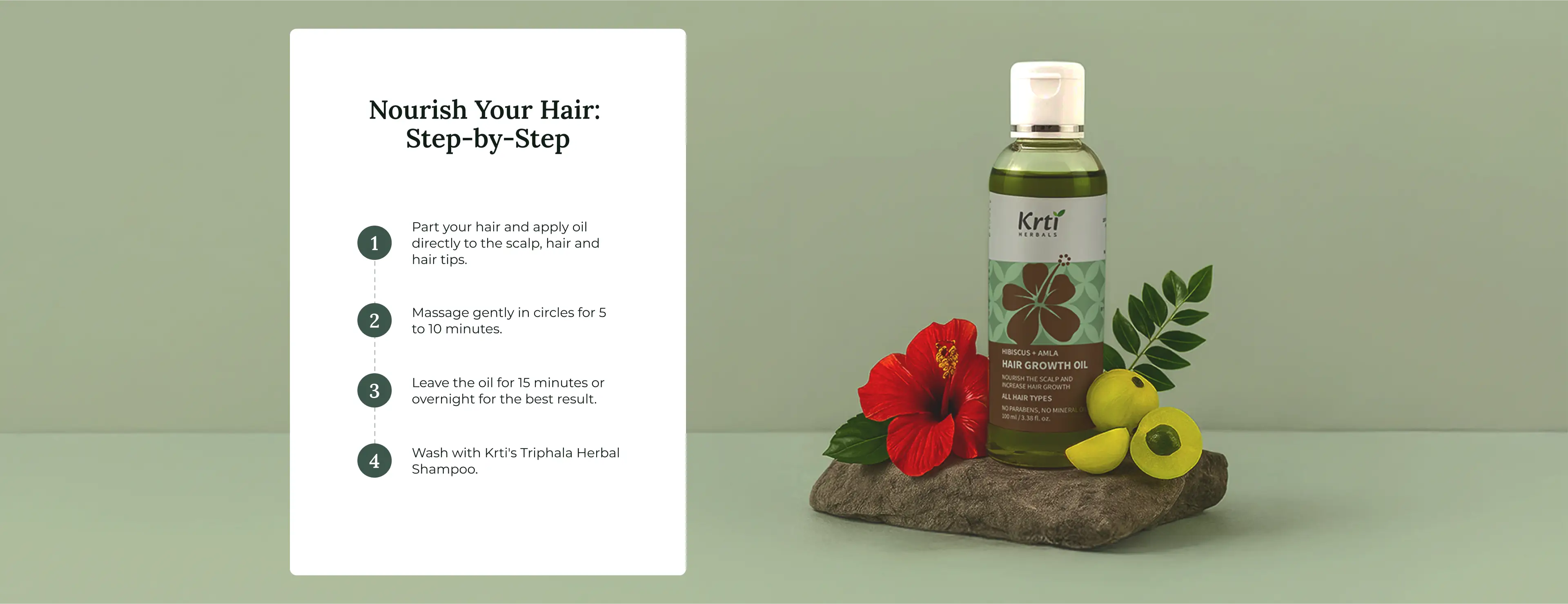 Instructions on how to apply Krti Herbals Hair Growth Oil for best results