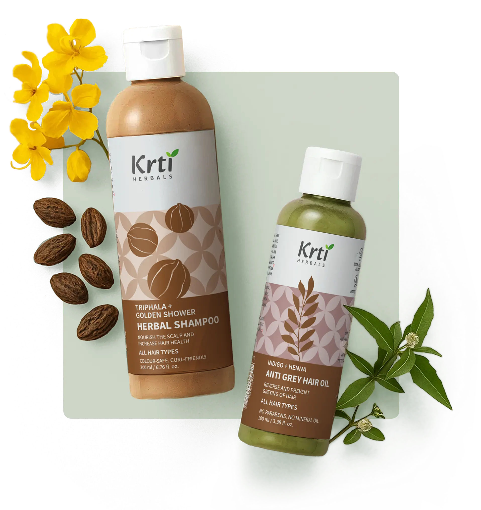 Key benefits of Krti Herbals Anti Grey Hair Oil – reverses greying, strengthens roots, and boosts shine
