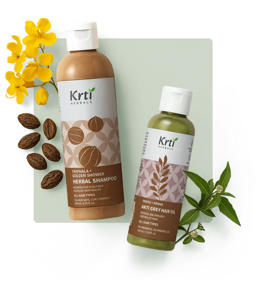 Key benefits of Krti Herbals Anti Grey Hair Oil – reverses greying, strengthens roots, and boosts shine