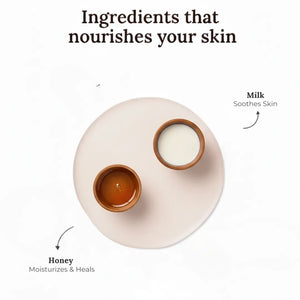 Natural Ingredients used in Krti Herbals Milk & Honey Handmade Bathing Bar such as Milk and Honey
