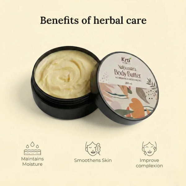 Benefits of Krti Nalpamara Body Butter for Even Skin Tone & Deep Nourishment.
