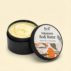 Front view of Krti Herbals Nalpamara Body Butter for Even Skin Tone & Deep Nourishment showing packaging and label clearly