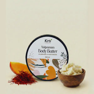 Front view of Krti Herbals Nalpamara Body Butter for Even Skin Tone & Deep Nourishment showing packaging and label clearly