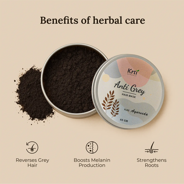 Anti Grey Hair Mask – reverses early greying, restores black colour, and hydrates the scalp