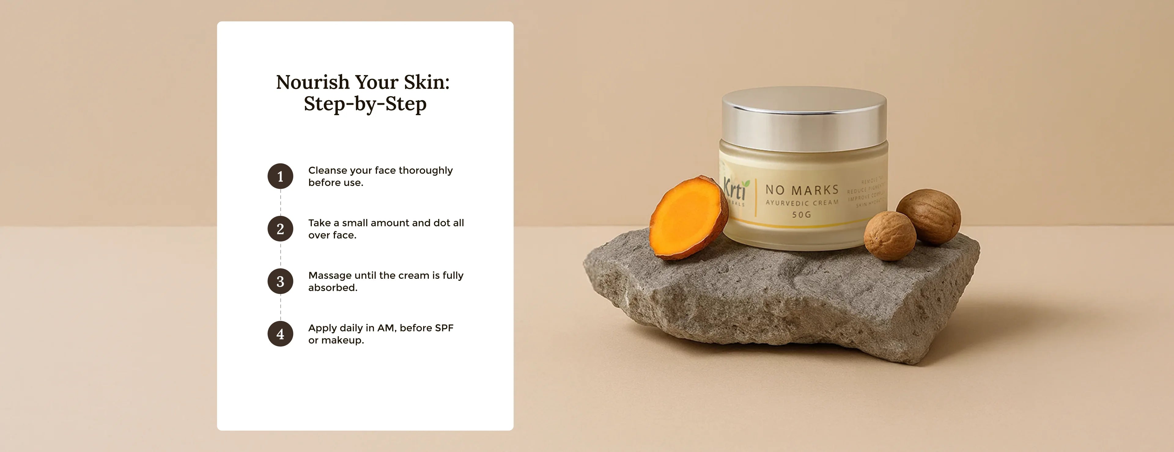 Step-by-step guide on using Krti Herbals No Marks Cream for the best results