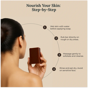 Instructions on how to use Krti Herbals Red Sandalwood Handmade Bathing Bar for best results
