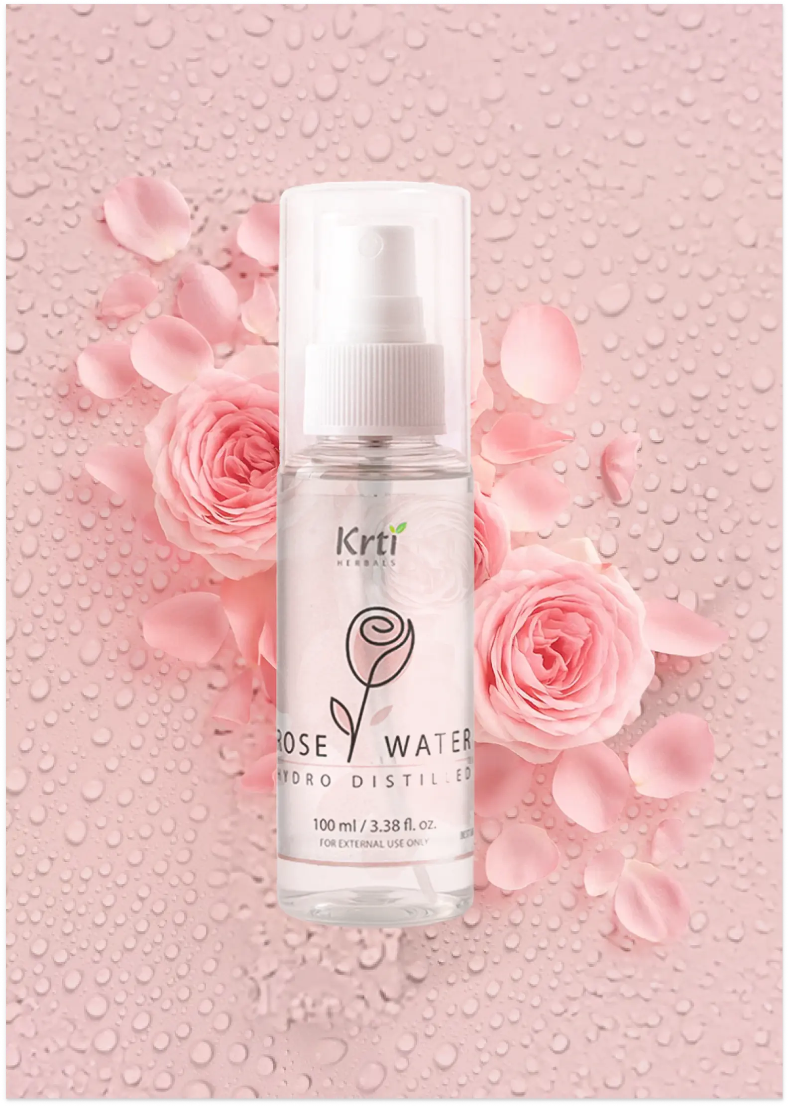 Rose Water – hydrates, tones, soothes, and refines skin texture and natural oil balance