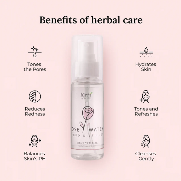 Rose Water Toner – tones pores, hydrates dry skin, reduces redness, and refreshes skin
