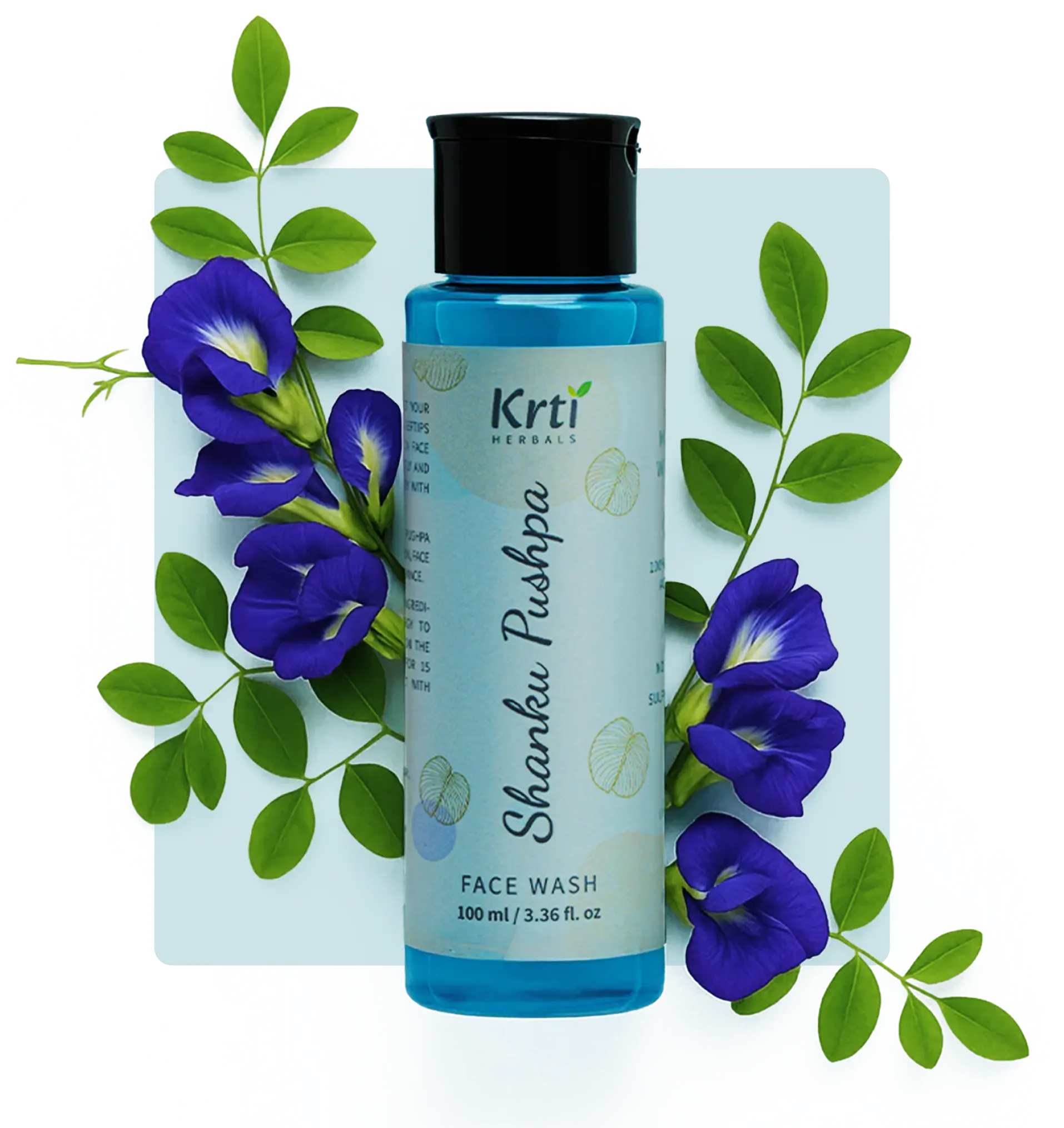 Benefits of Krti Herbals Shanku Pushpa Face Wash, including reducing wrinkles, boosting glow, soothing skin, and improving texture