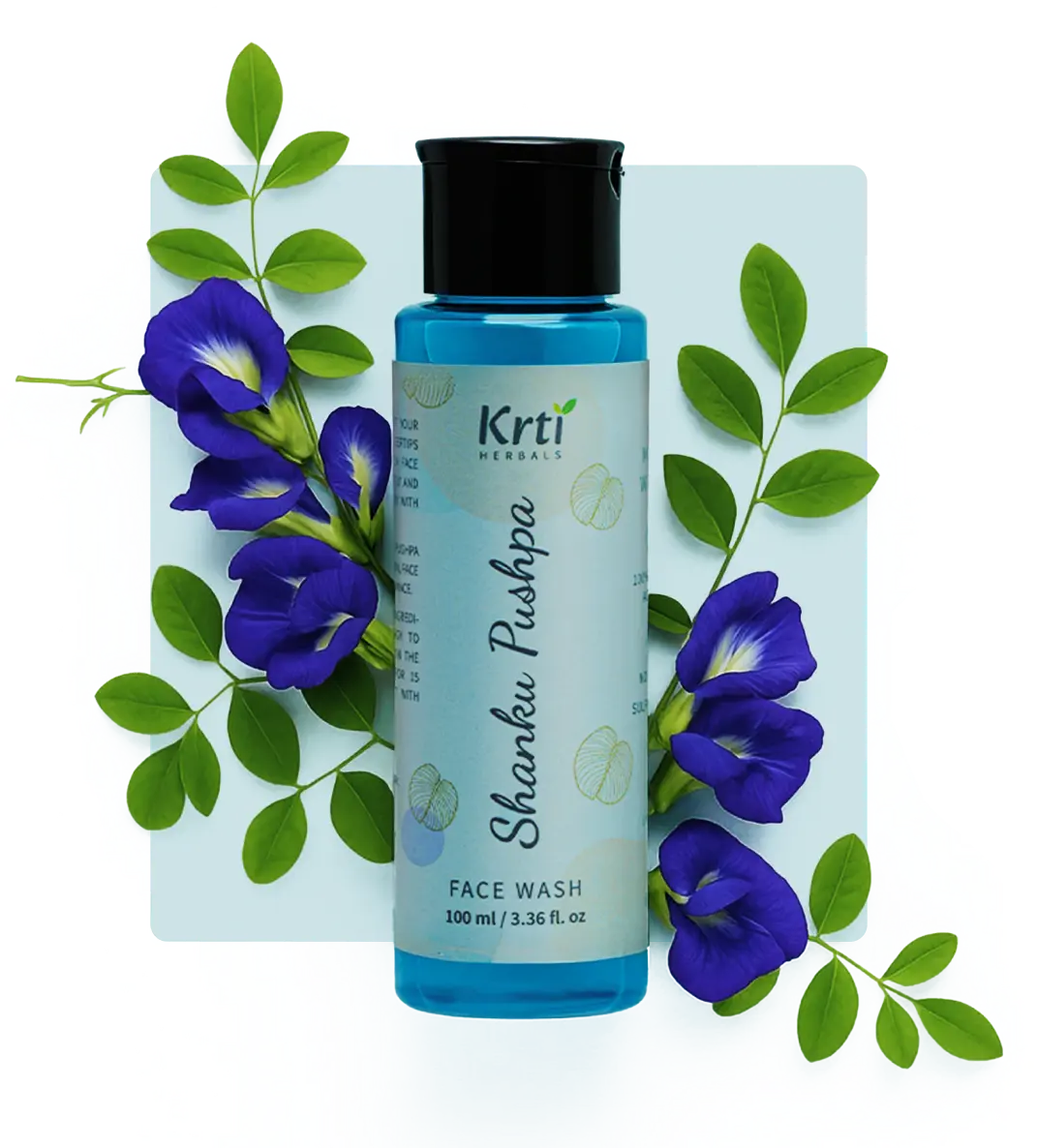 Benefits of Krti Herbals Shanku Pushpa Face Wash, including reducing wrinkles, boosting glow, soothing skin, and improving texture
