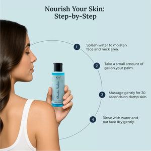 Instructions on how to apply Krti Herbals Shanku Pushpa Face Wash for the best results
