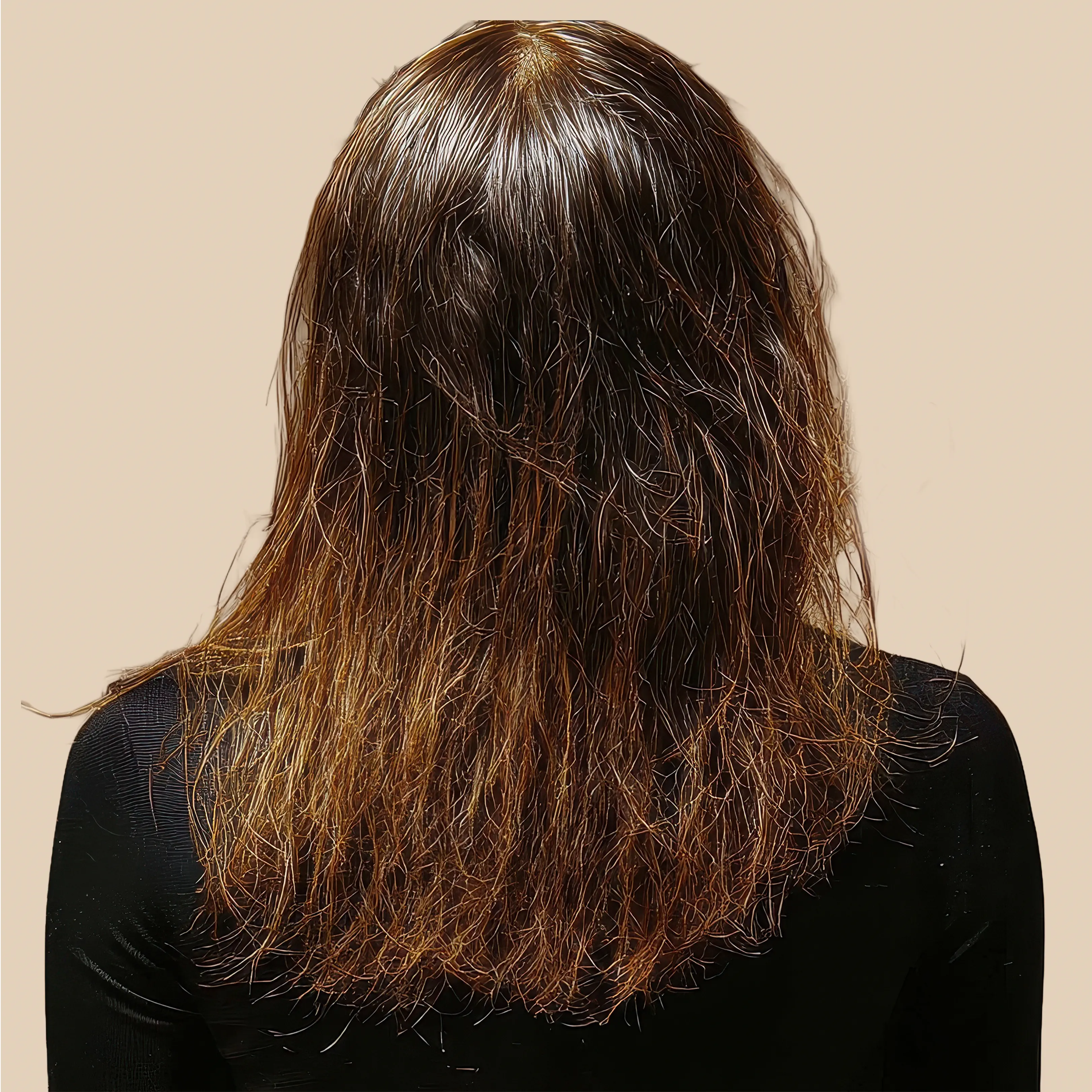 Before using Krti Herbals Triphala Herbal Shampoo showing dull, weak hair