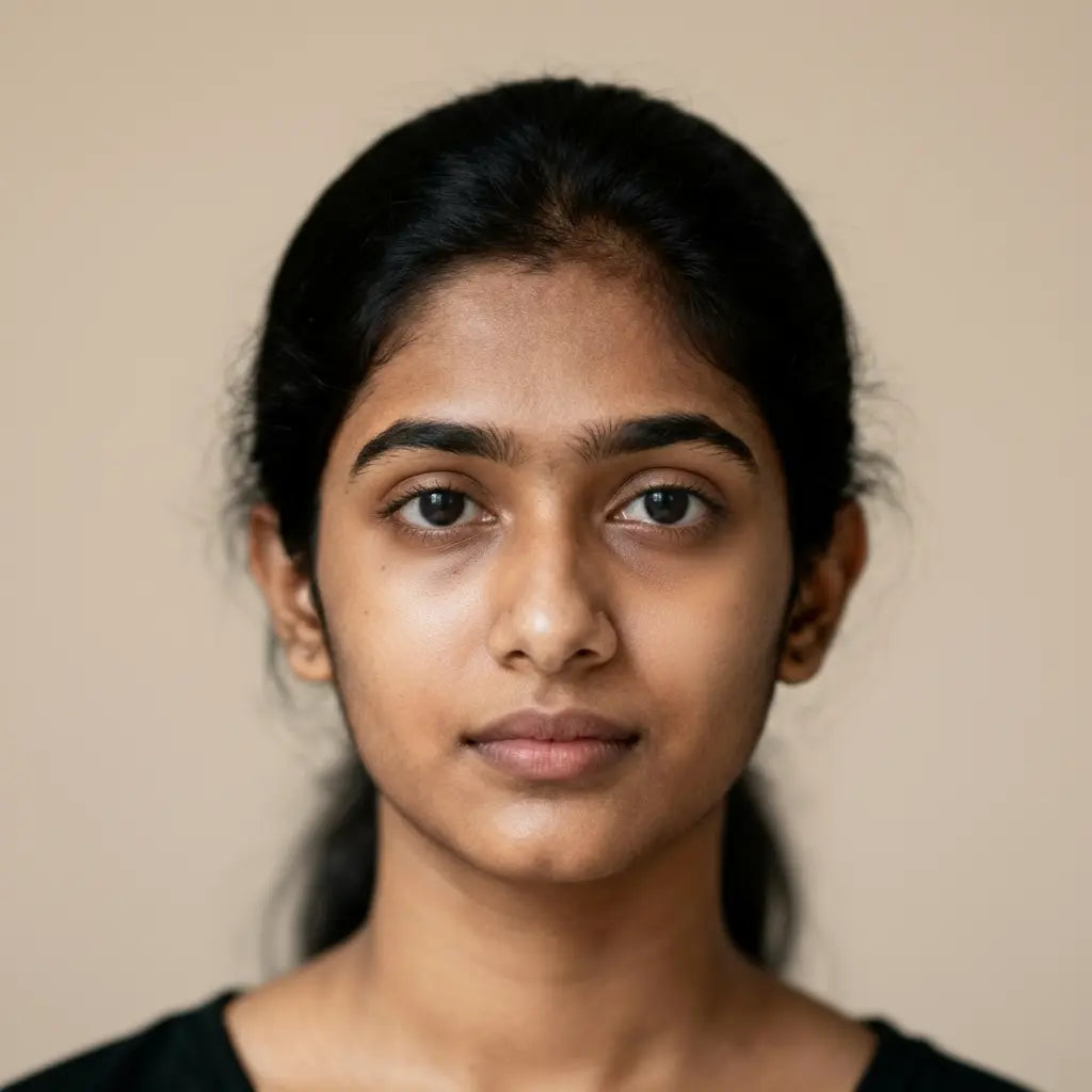 After results of using Krti Herbals Under Eye Correcting Roll-On showing even skin tone and reduced dark spots